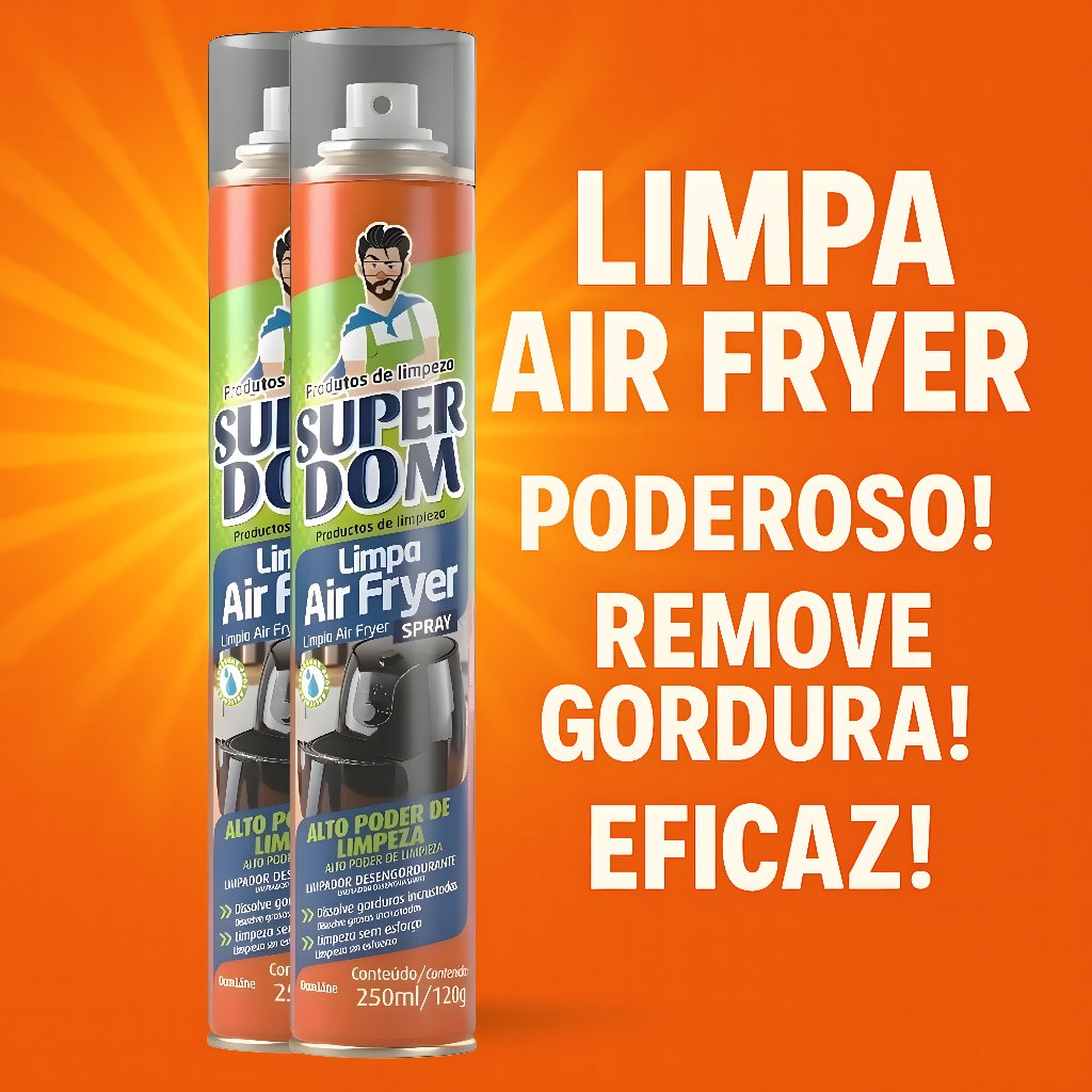 Imagem Kit Spray Limpa Air Fryer 250ml – Remove Gordura Pesada Sem Esforço Super Dom