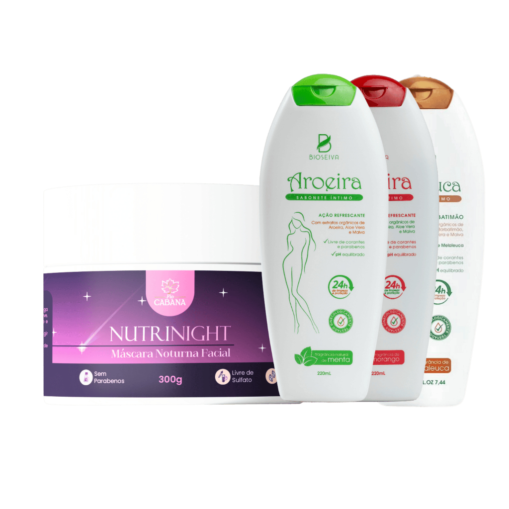 Sabonete Íntimo BioSeiva 220mL + Máscara NutriNight Fio Cabana 300g | Cuidado Diário e Noturno