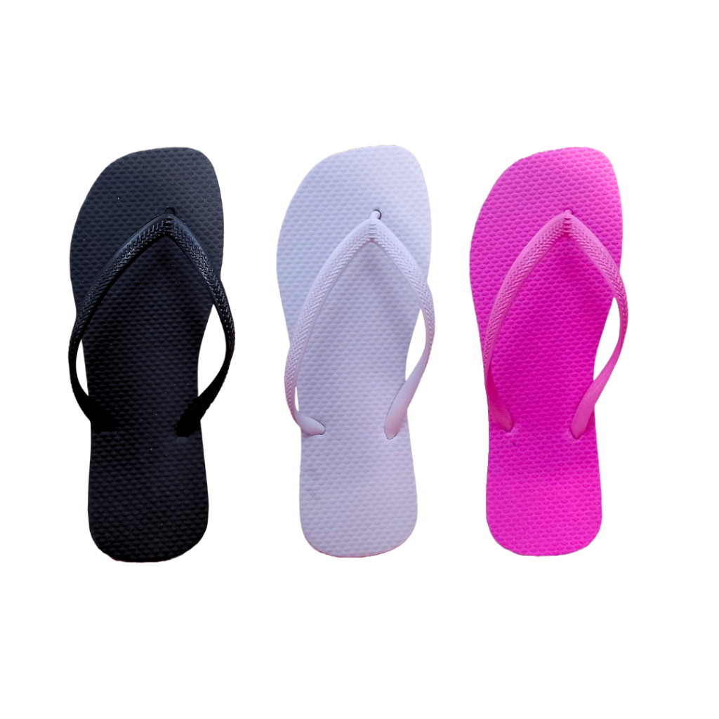 Kit 3 Pares Chinelo Feminino Confortável em Borracha | sandália Leve, Para Praia, chinelo dedo casamento em Oferta na Shopee