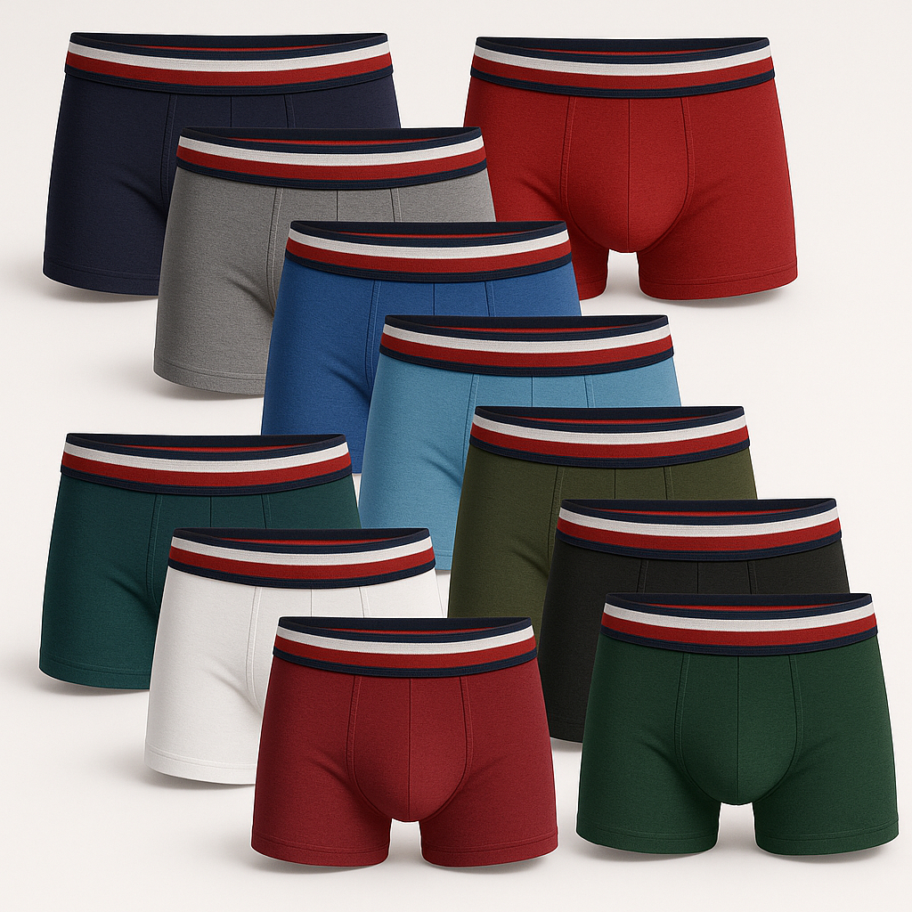 kit 05 Cuecas Boxer Primeira Linha 150 de Gramatura Elástico de 4 cm