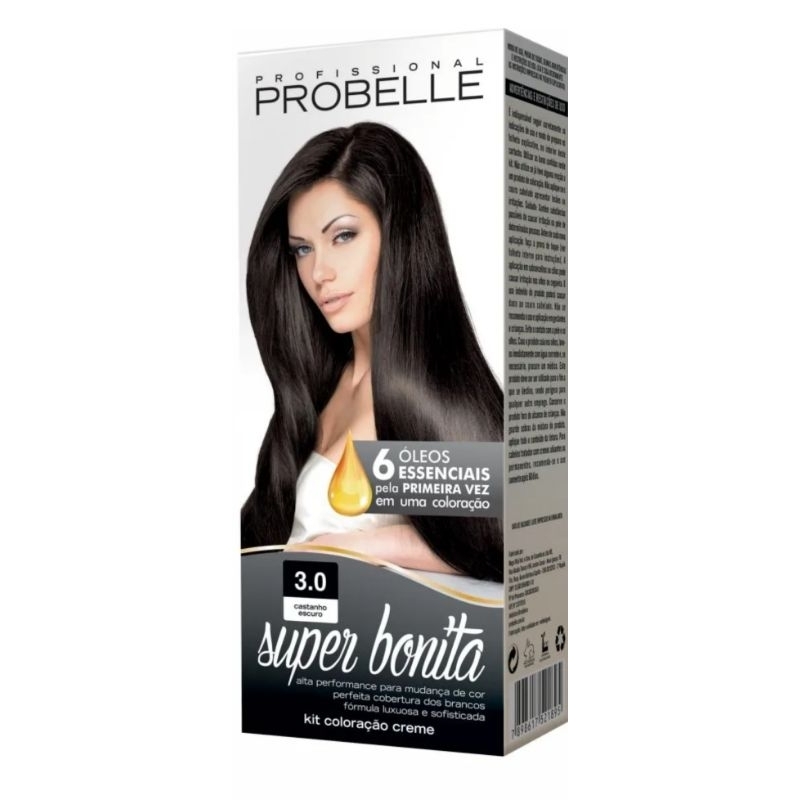 Promoção Probelle super bonita 3.0 castanho escuro val 05/27 coloração creme alta performance para mudança óleos