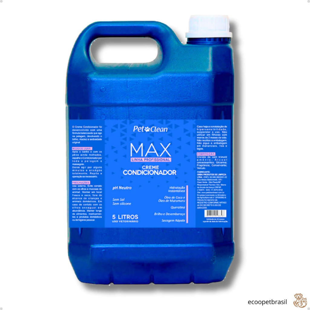 Creme Condicionador Linha Max Premium Profissional 5 Litros Rende 25 - Pet Clean