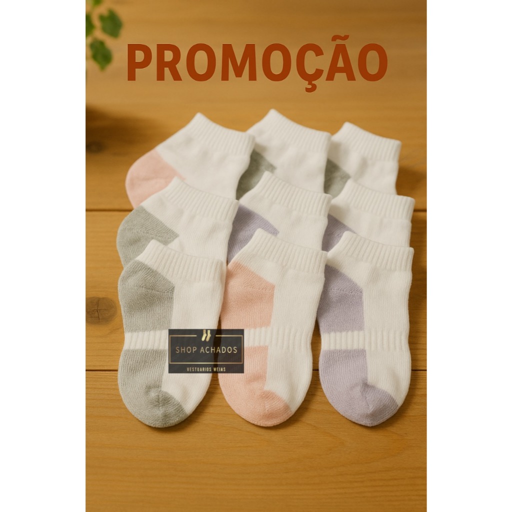 Kit 6 - 24 Pares Meias Soquete Feminina 100 % Algodão Direto Da Fabrica(kit6,12,15,18,24) em Oferta na Shopee