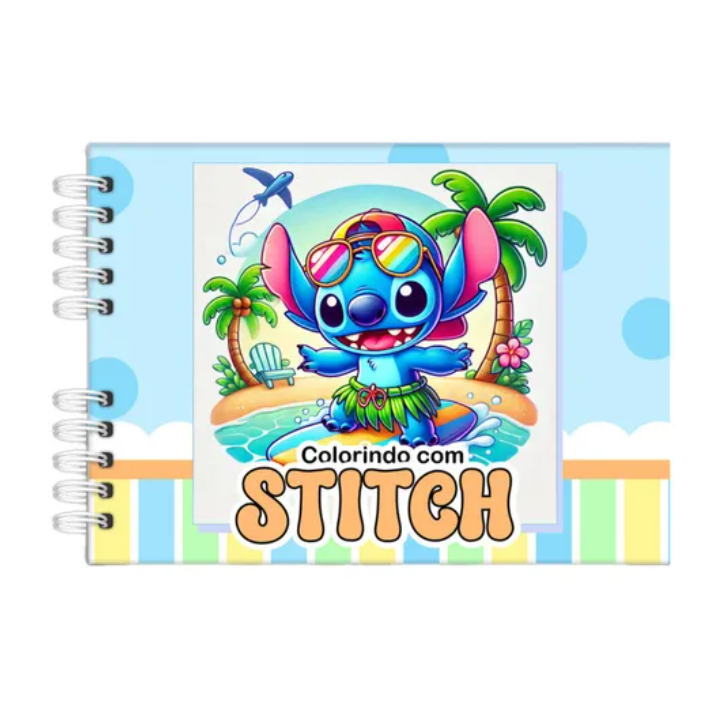 Livro De Colorir Stitch Capa Dura 50 Páginas Folha Grossa 180g A5