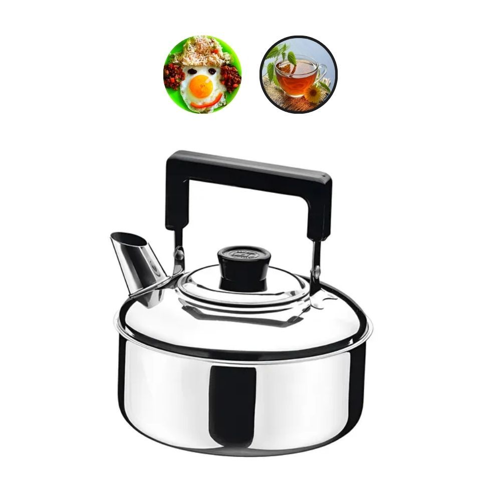 Chaleira Aço Inox 2l C/ Tampa Alça Bico Para Fogão Água Chá
