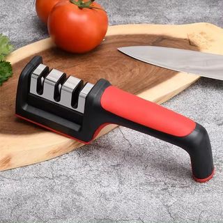 Afiador De Faca 3 Estágios Amolador Profissional Ferramenta Com Afiação Rápida Em Aço Inoxidável Promoção utensílios par