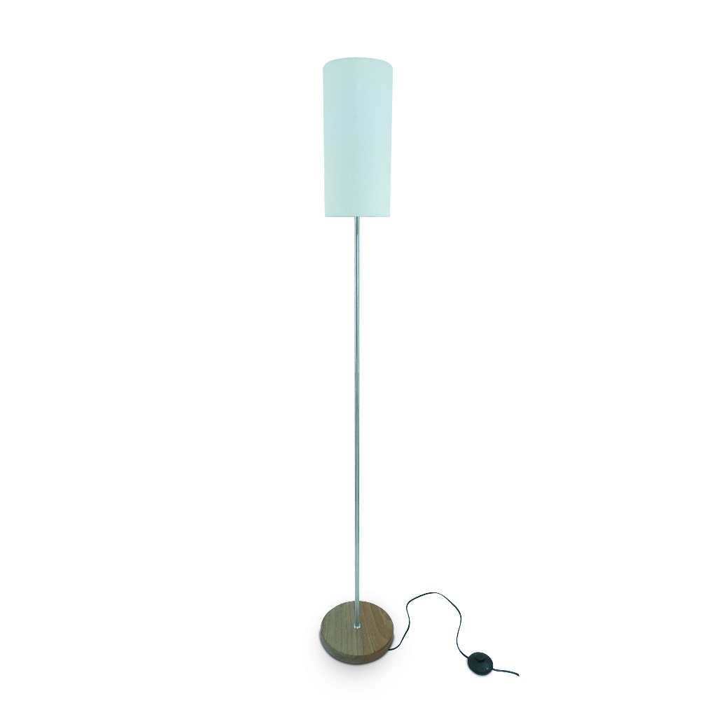 Luminária de Chão/Piso Madeira Maciça – Base Redonda + Cúpula | Sala, Quarto e Escritório