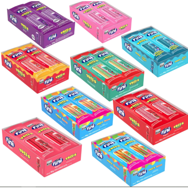 Bala Fini Tubes Regaliz Diversos 15g C/ 12 Unidades - 180g ESCOLHA SEU SABOR
