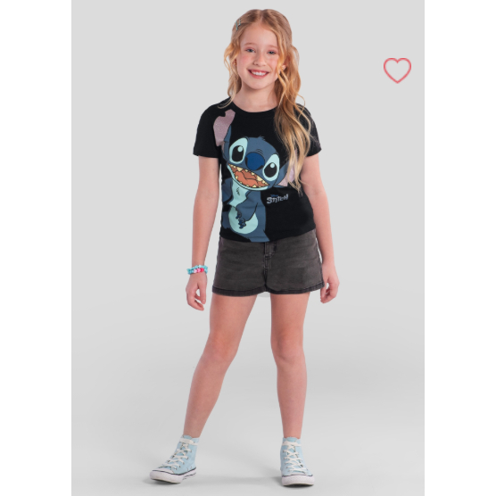 Blusa Infantil Menina Brilhante do STITCH BRANDILI
