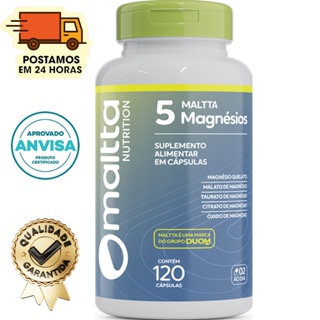 5 Magnésios - Quelato + Malato + Taurato + Citrato + Óxido - 120 Cápsulas 400mg - Maltta Nutrition em Oferta na Shopee