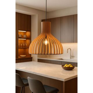 Lustre Pendente Luminária Pendente Meia Lua 3 Cores De Madeira Fiação Completa