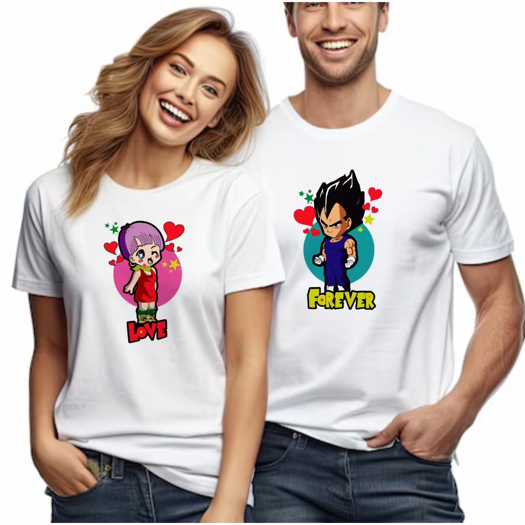Kit camiseta casal VEDITA E BULMA LOVE FOREVER dia dos namorados esposa marido