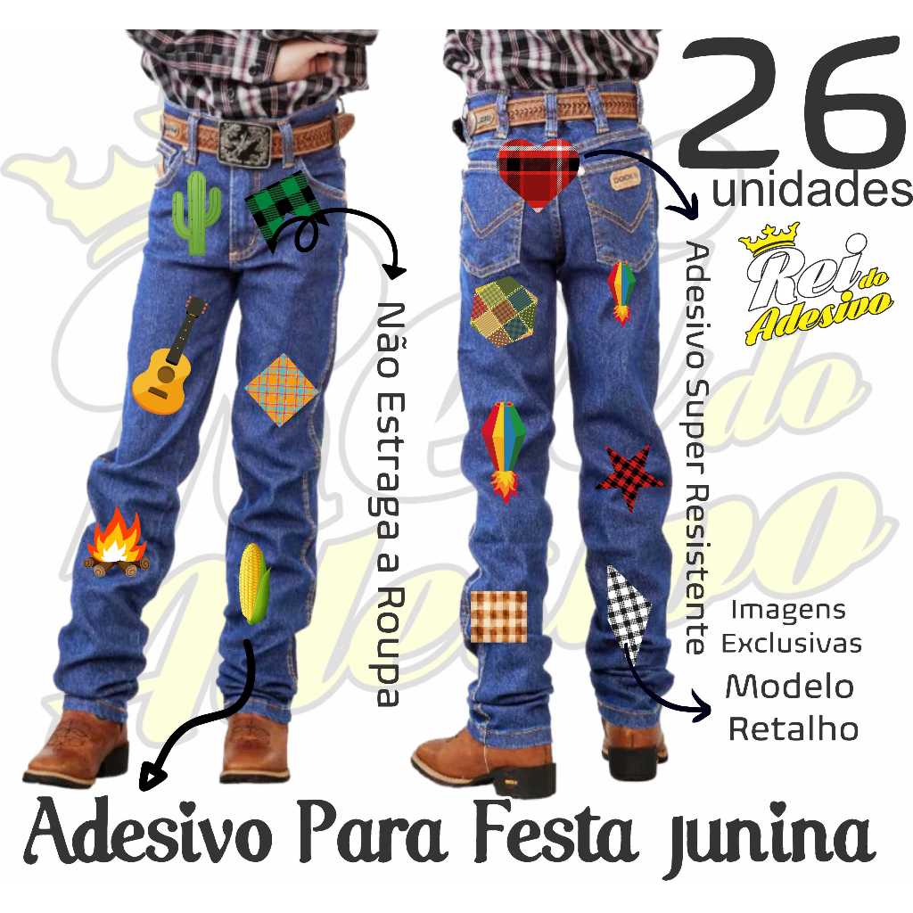 8 Adesivos Para Roupa Festa Junina Retalho Remendo em Vinil a prova de água