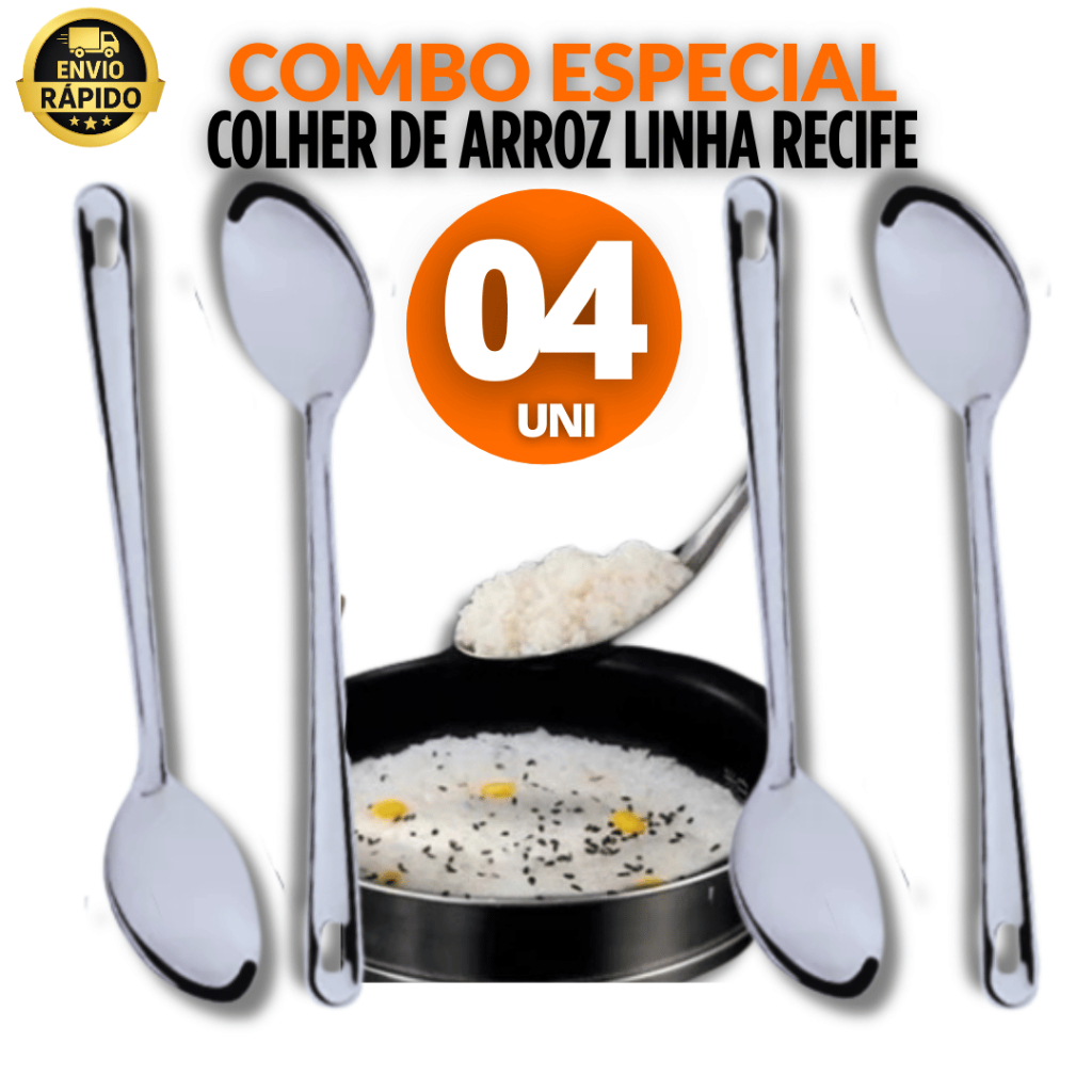 Kit 4 Colher De Arroz Para Servir Multiuso Casa Restaurante Buffet Universal Variáveis Utilidades