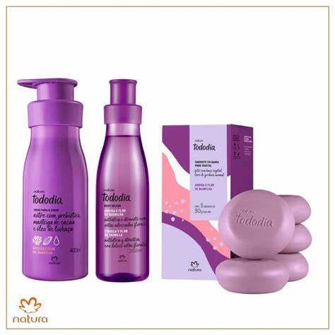 Kit Completo Nativa spa Ameixa e Flor  de Baunilha Caixa 5 sabonetes  Body 200ml Hidratante 400ml Natura