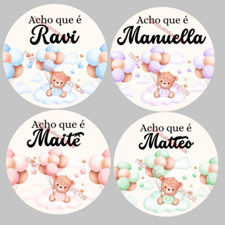 100 ADESIVOS DE CHÁ REVELAÇÃO PERSONALIZADO COM NOME - Rosa e Azul - Lembrancinhas de Chá de Bebê em Oferta na Shopee