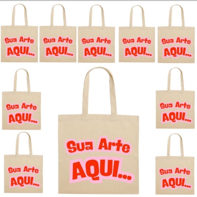 Kit 5 Bolsa. kit com 10 ecobag  de Nylon 33x36 personalozada com sua Arte . Foto . imagem em Oferta na Shopee