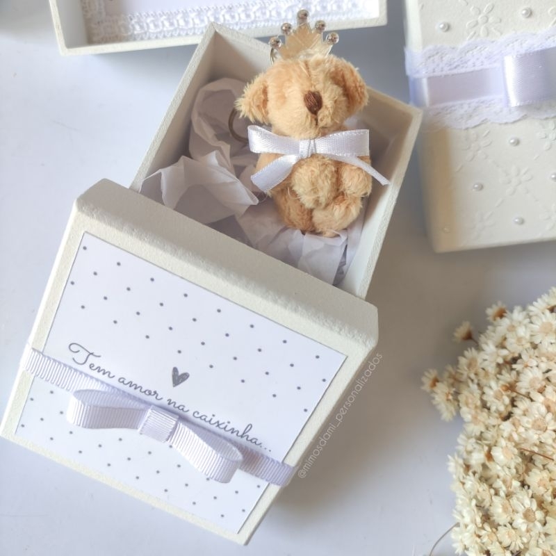 Caixa para anúncio de gravidez com ursinho e frase personalizada,  caixa surpresa gravidez!