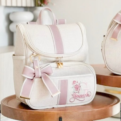 Kit Maternidade 2 Peças Bolsa e Mochila Personalizado Térmica Impermeável, Coleção Mônaco