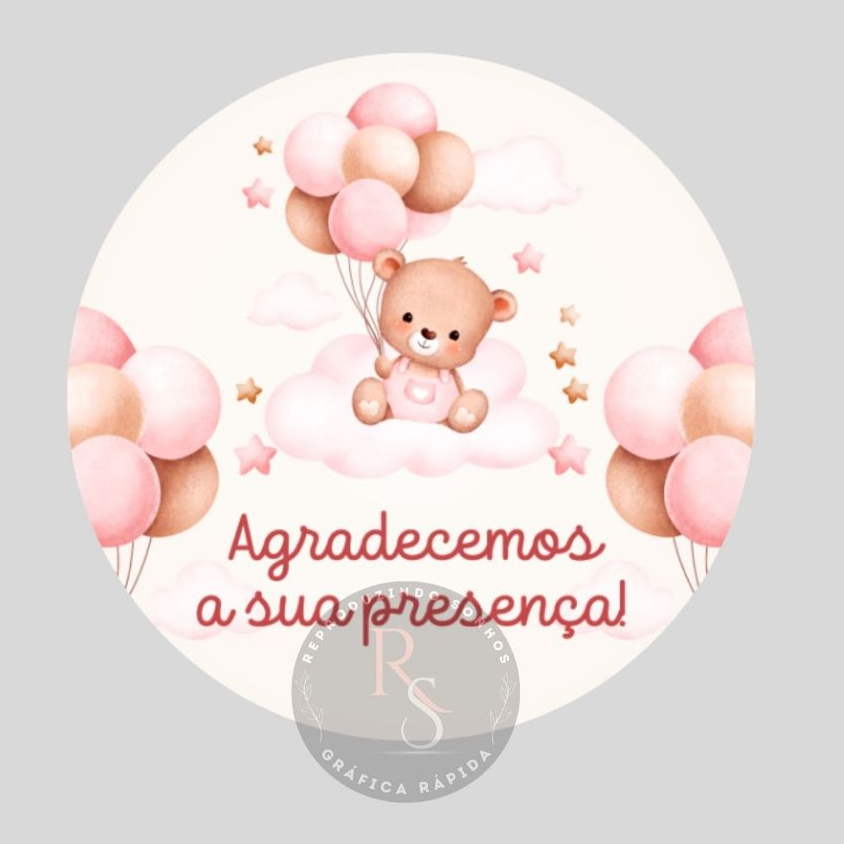 ADESIVOS AGRADECEMOA A SUA PRESENÇA-Menina -Lembrancinhas de Chá de Bebê, Aniversário, Chá Revelação