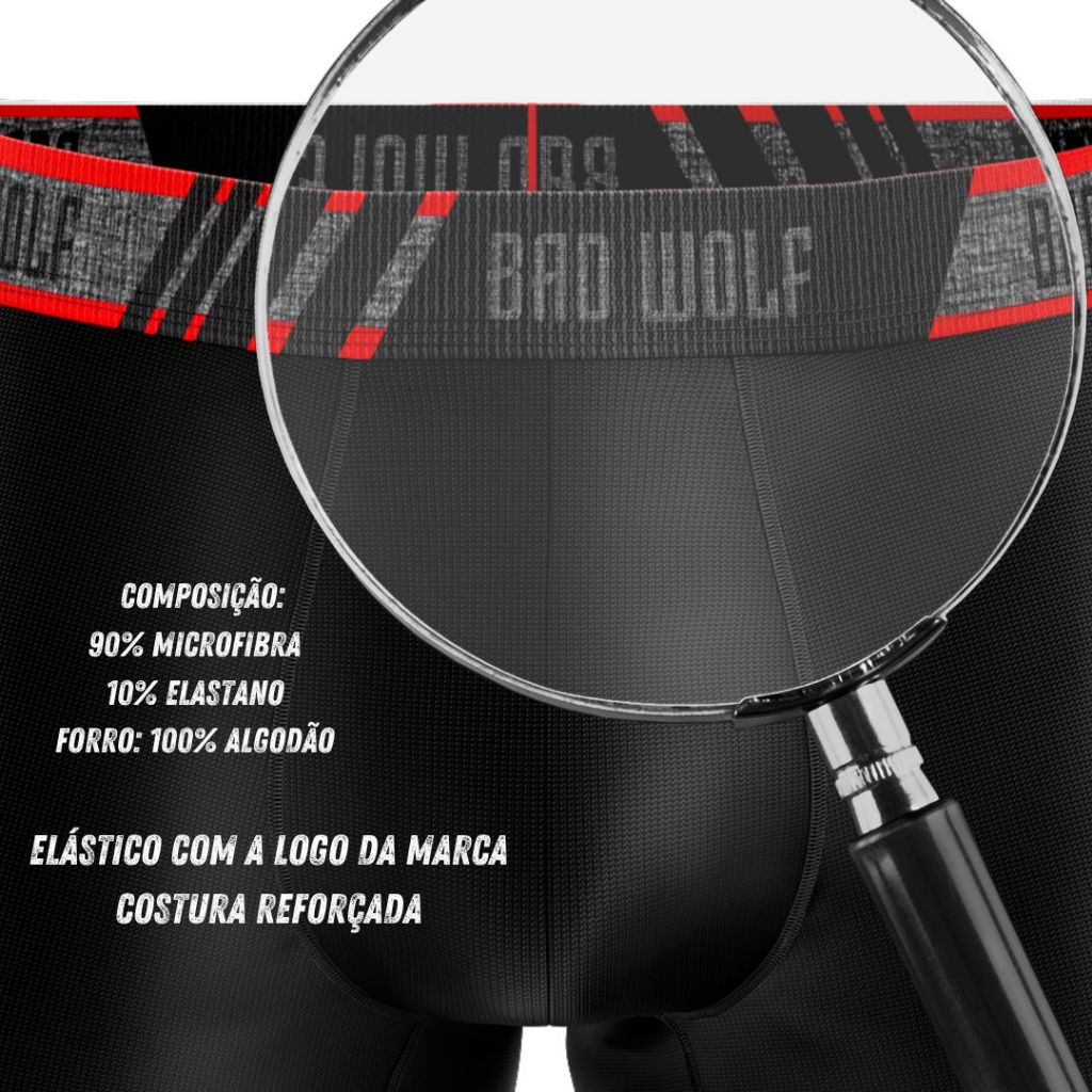 KIT Cuecas Boxer Microfibra Adulto Bad Wolf Combat. em Oferta na Shopee