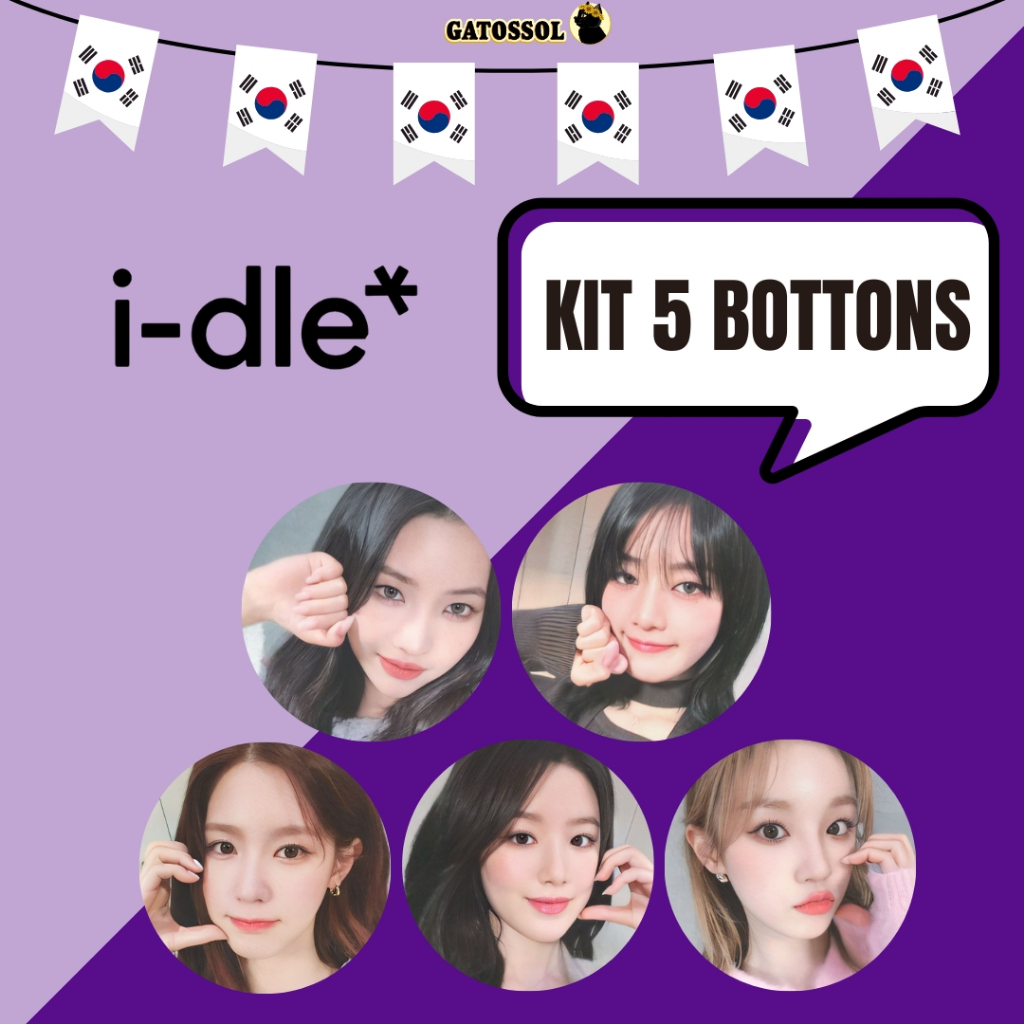 KIT I-DLE 5 Bottons 4,5CM Broche Neverland (G)I-dle KPOP-IDOL-COREANO- K-POP Bottom/botton Boton Buton Boton Button Pin