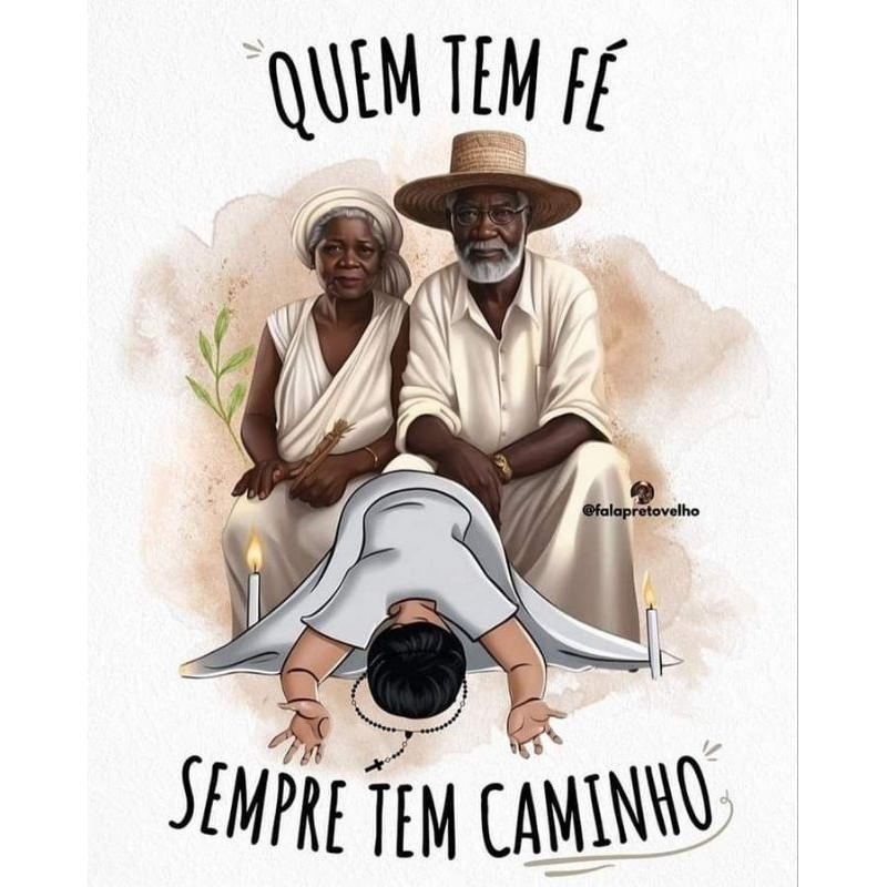 Quadro Quem tem fé tem caminho Pretos Velhos Placa Decorativa MDF Envio Imediato