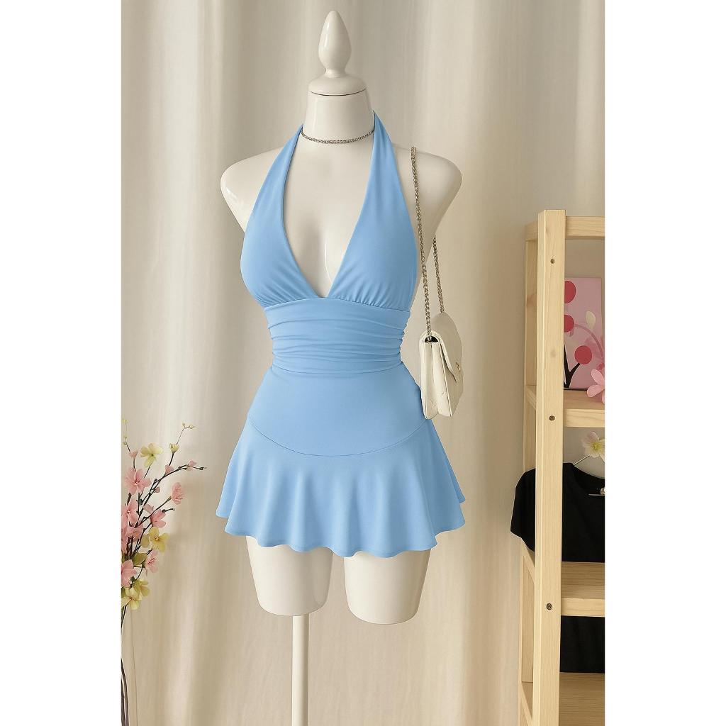 Vestido Miza Com Decote Em V  Amarrável Babado Suplex Premium ( Miza )