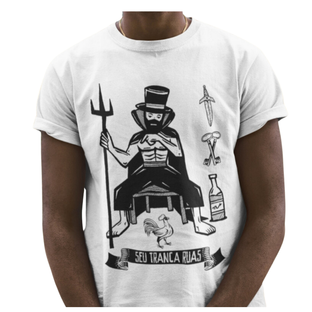 Camisa Camiseta Religiosa Umbanda Exu Tranca Ruas UMBANDA, Candomble 100% Algodão