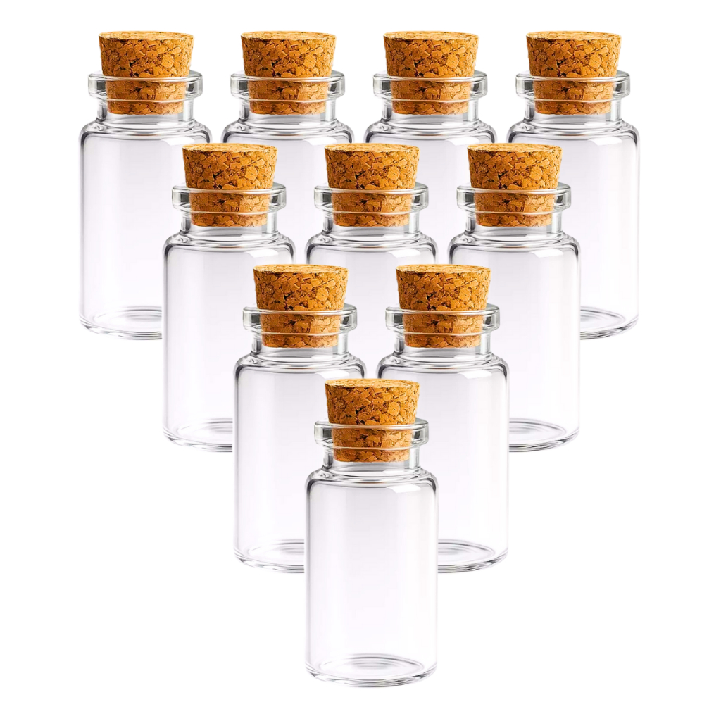 10 frascos 15ml boro silicato penicilina com rolha de cortiça mini garrafinha em Oferta na Shopee