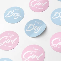Kit Adesivo Chá Revelação Tag Team menina e menino decoração - Azul e Rosa