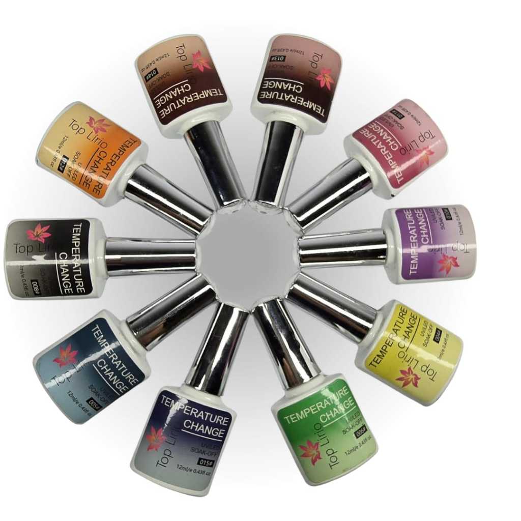 Kit 5 Esmaltes Unhas Em Gel Muda Temperatura Change 12ml Novidade