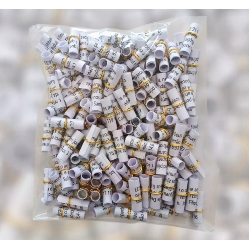600 Lembrancinhas Versículos Bíblicos Enroladinhos Brancos para Festas Casamentos Batizados