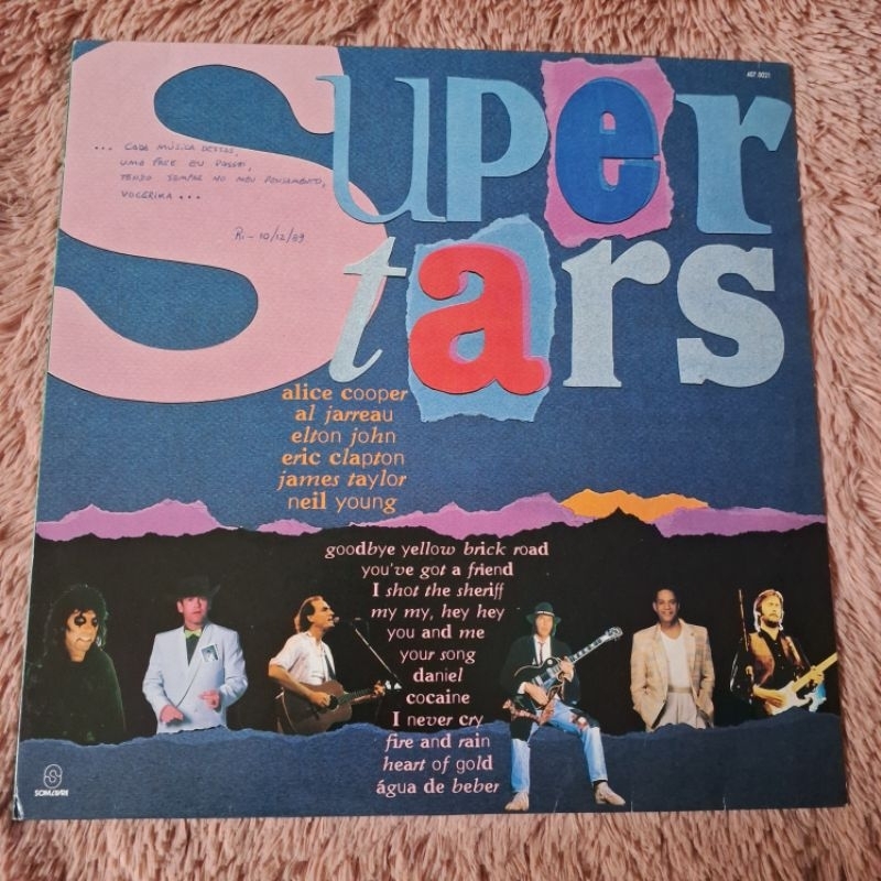 LP/Disco de Vinil Coletânea Superstars (1989, Alice Cooper, Elton John, Eric Clapton, Neil Young, James Taylor)