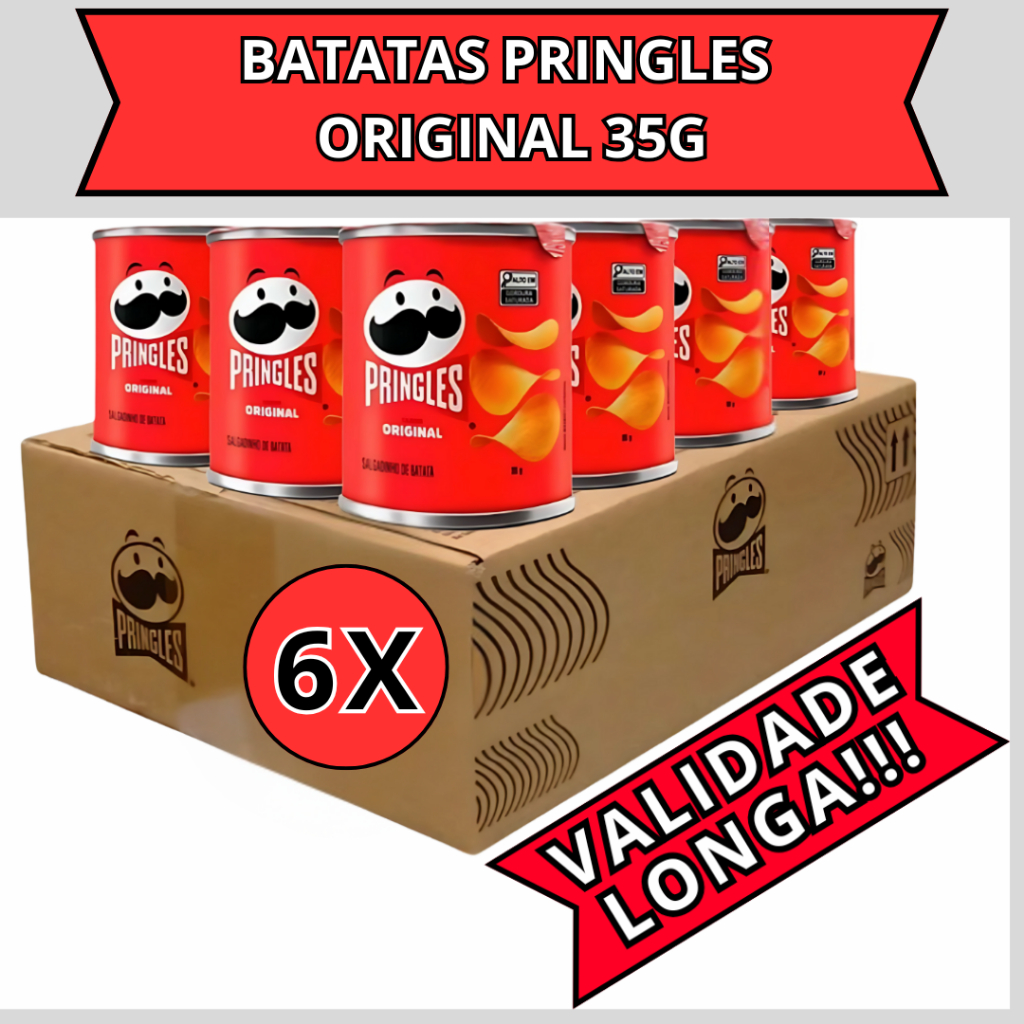 Kit Batata Pringles Original 35g C/06, 12,  24 ou 36 Unidades