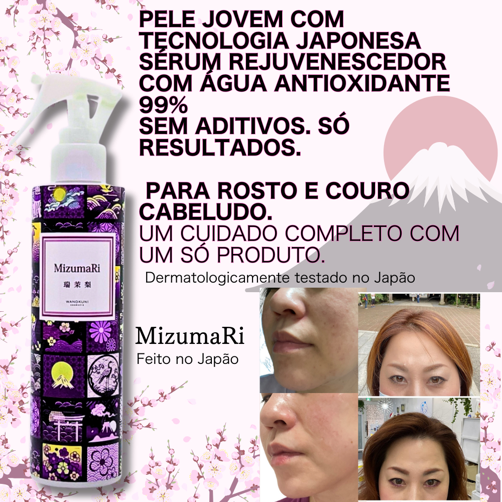 MizumaRi Loção Japonesa para Couro Cabeludo e Rosto 200ml | Antioxidante | Pele e Cabelos Saudáveis