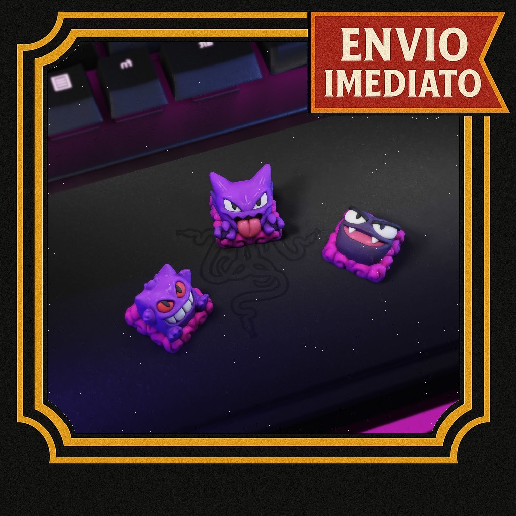 Keycap Gengar Pokemon Tecla de teclado mecânico setup PC personalizado Gastly Haunter Gengar Pokémon