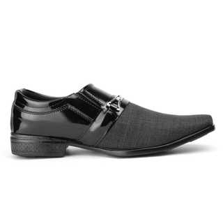 Sapato Social Masculino Macio e Confortável Preto com Cinza com Detalhe em Metal Elegância para o Dia a Dia