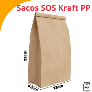 Saco Kraft Sos Delivery PP (12 X 6,5 X 22 Cm) 50un, 100un, 150un ou 200un em Oferta na Shopee