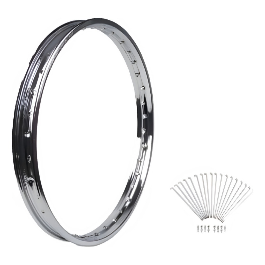 Aro 17 Dianteiro Cromado + Jogo Raio 4mm Honda Biz 100 110 125 - Honda Pop 100 110