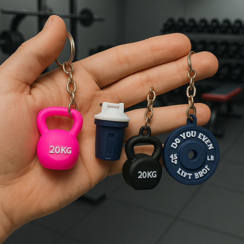 Kit 100 Chaveiros Academia Anilha + Coqueteleira – Fitness, Motivação e Estilo na Impressão 3D!