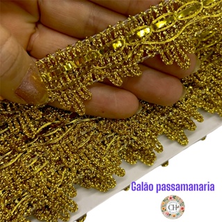 Franja Galão Passamanaria Dourado Metalizado 30mm ref 07-30 20Mts Fitas Bordados em Oferta na Shopee