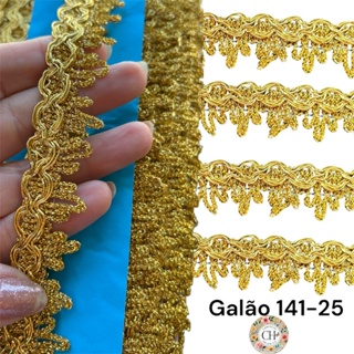 Galão Franja Dourado Passamanaria Bordado Metalizado 25mm com 20 mts Ref:141-25 em Oferta na Shopee