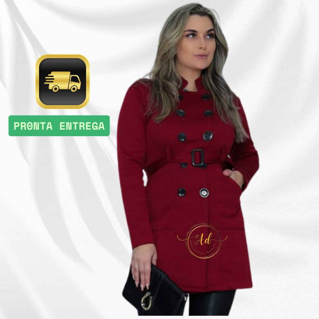 Casaco Sobretudo Feminino Casual em Moletom Poliéster Flanelado – Look Moderno e Confortável
