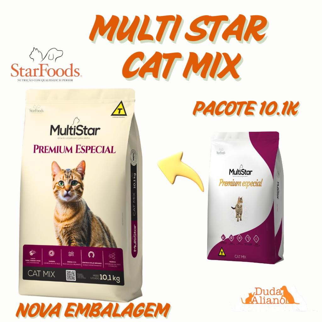 Ração Multi Star Cat Mix -10 1k Premium Especial sem corantes