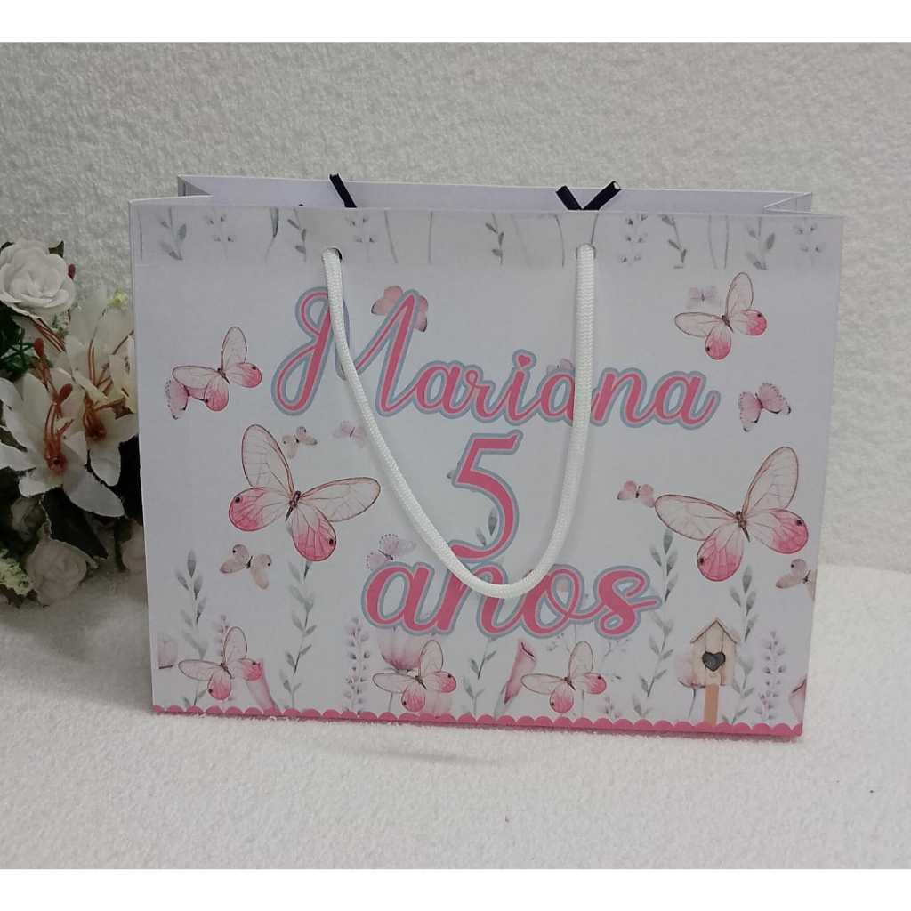 Sacolinha Personalizadas Jardim das Borboletas(PEGUE E MONTE) Sacola surpresa jardim/ Aniversário