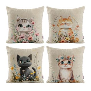 Kit 4 Capas de Almofadas Decorativas Para Sofá Gatinhos Luxo Gato - VaiPraMix em Oferta na Shopee