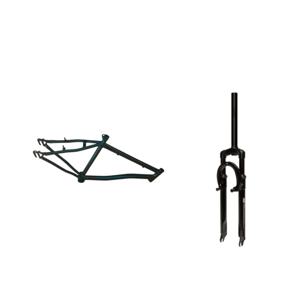 Kit Quadro de Bicicleta Aro 20 para Motorizada da Marca Macol + Garfo com Suspensão VBrake Preto