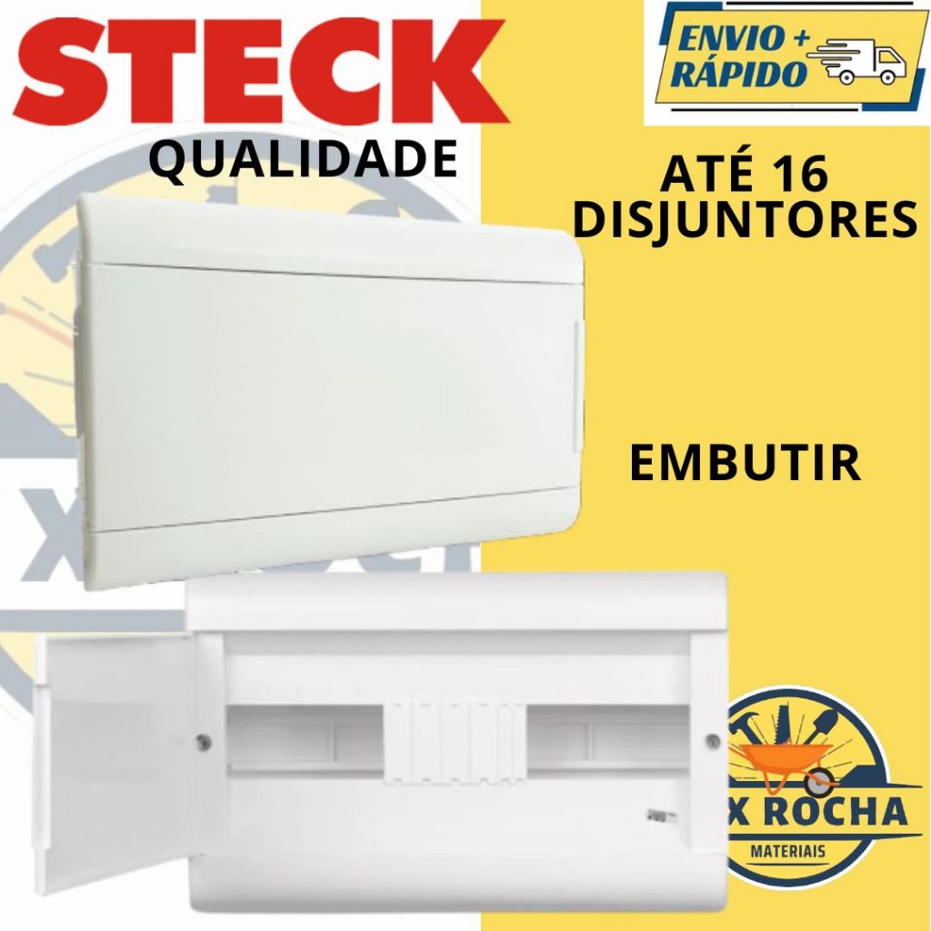 CENTRO CAIXA QUADRO DE DISTRIBUIÇÃO DE ENERGIA ELETRICA DE EMBUTIR STECK PARA 16 DISJUNTORES