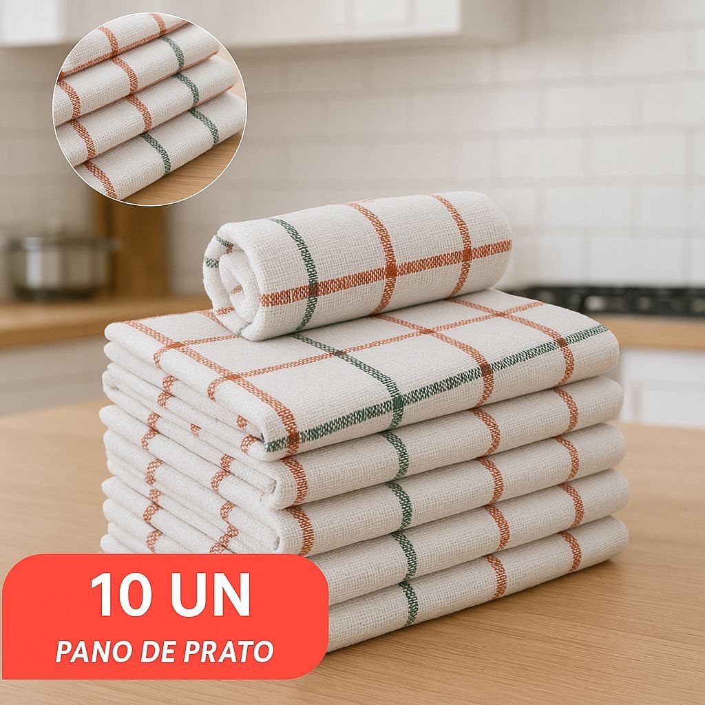 Kit Panos de Copa  Pano de Prato Xadrez Para Cozinha - 40x65cm Gigantes